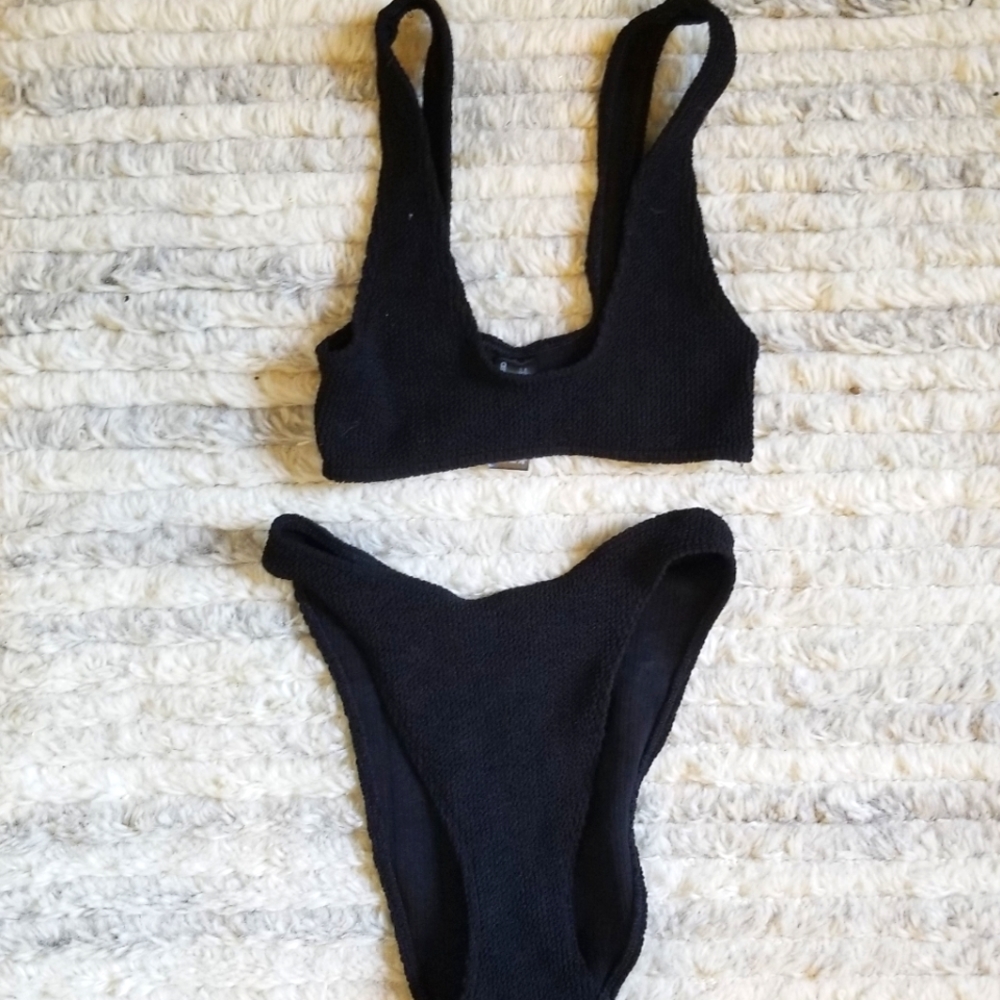 Asos black stretchy swimsuit OS